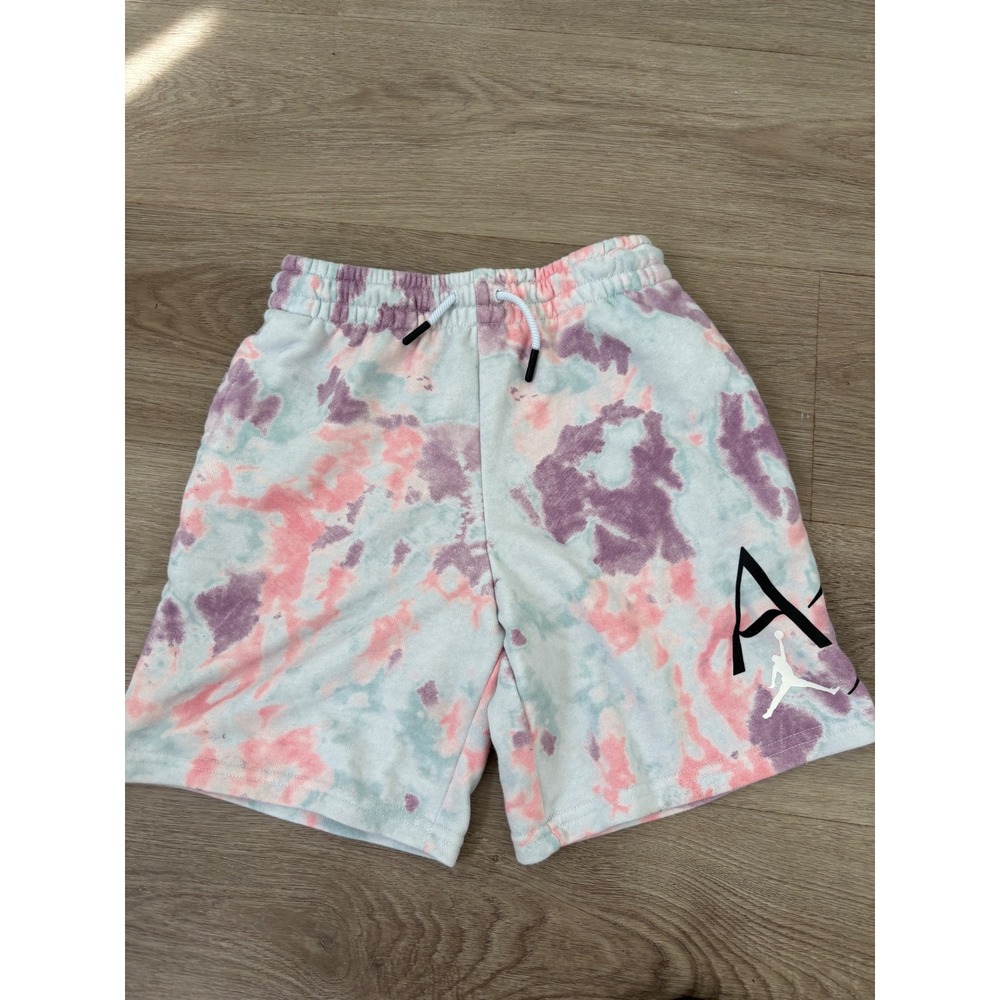 Jordan Air Boys Tie Dye Fleece Shorts Pink Purple Teal Jumpman Small 8-10Y